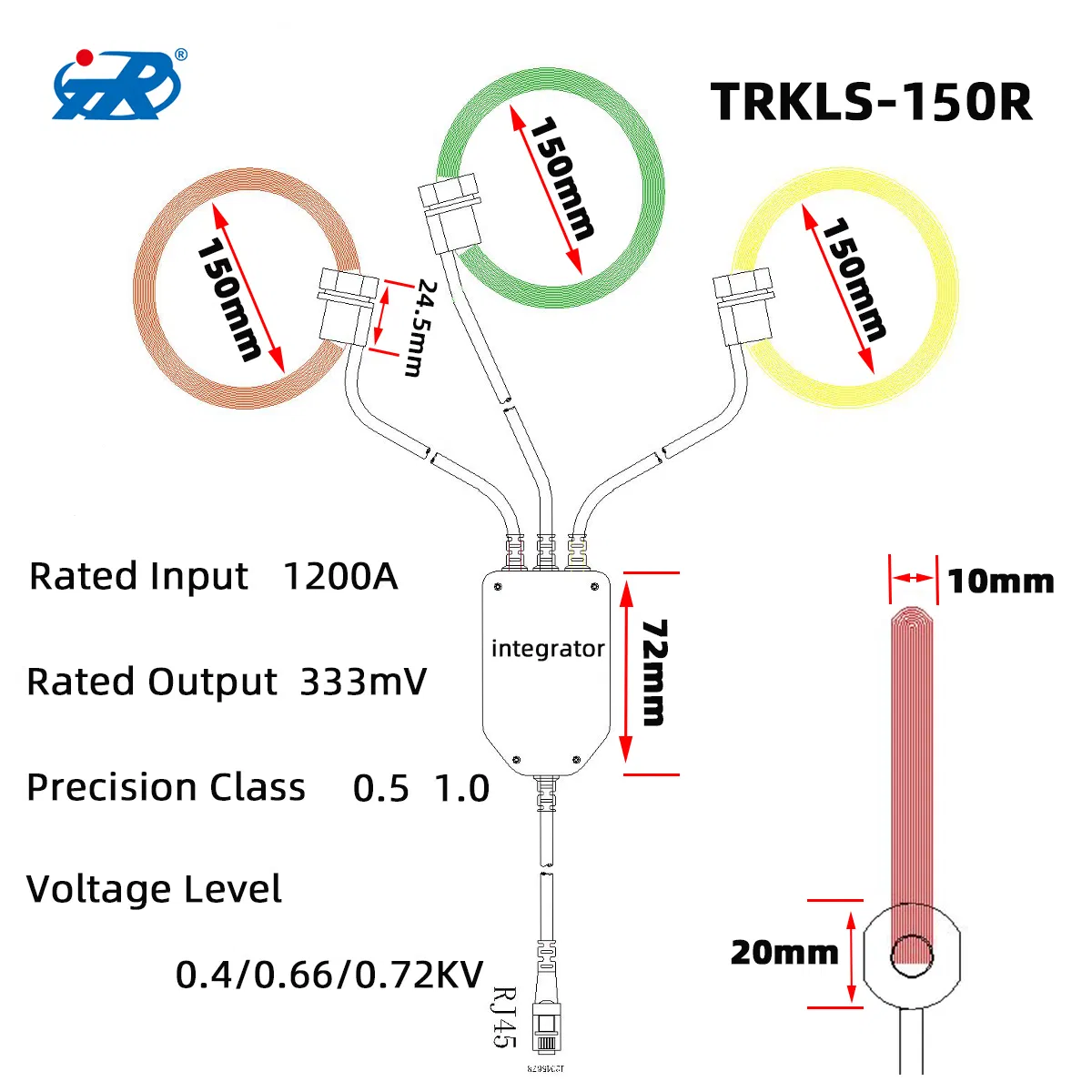 TR High Intelligent Pressure 3 Phase Dry Step up CT Split Core AC DC Current Transformer Rogowski Coil