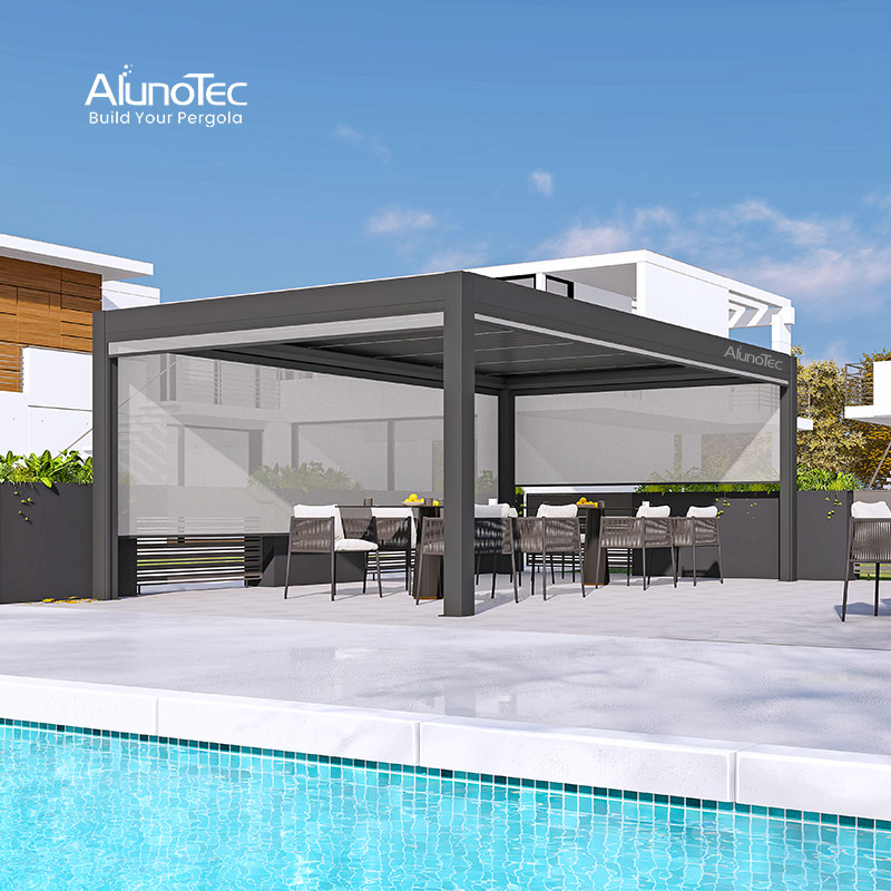 AlunoTec 4X4 4X6 4X8 Wholesale Sunshade Pavilion DIY Patio Garden Aluminum Outdoor Louvered Gazebo Waterproof Bioclimatic Pergola