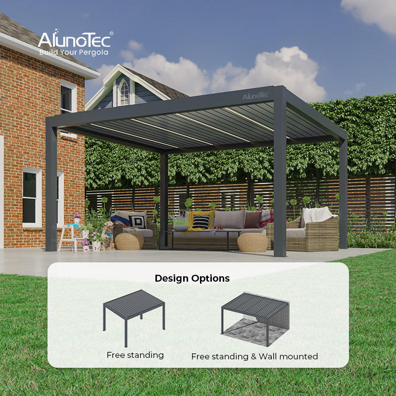 AlunoTec 4X4 4X6 4X8 Wholesale Sunshade Pavilion DIY Patio Garden Aluminum Outdoor Louvered Gazebo Waterproof Bioclimatic Pergola