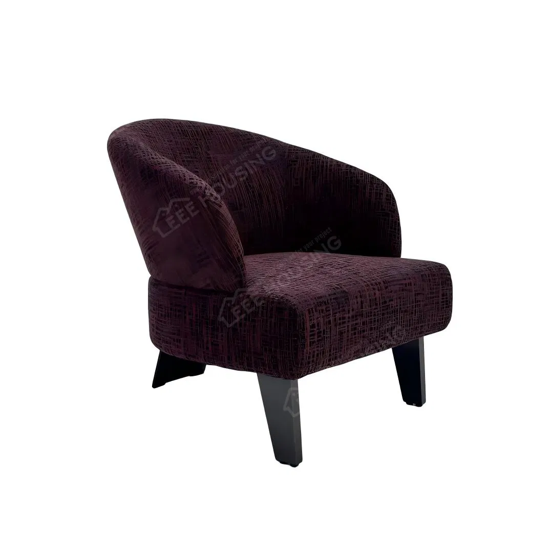 China Factory Direct Supply Casual Single Sofa Lounge Accent Leisure Chair with Soft Fabric Upholstery and Wooden Legs for Living Room Reading Nook