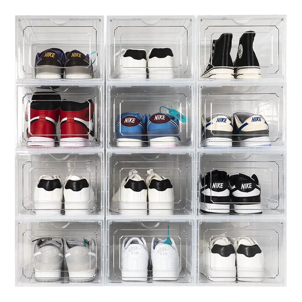 Stackable Clear Plastic Shoe Storage Box for Entryway