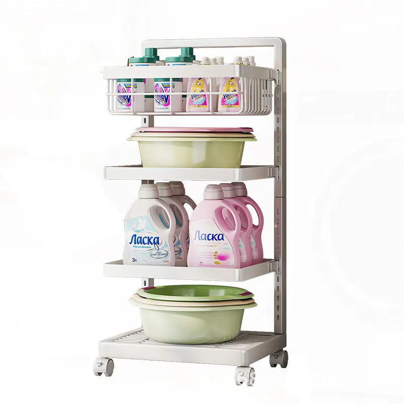 Movable Laundry Room Bucket Storage Rack 3