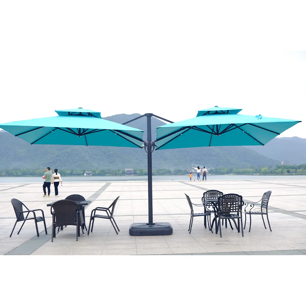Foshan Factory Price Cantilever Double Head Parasols Custom Garden Sun Large Patio Beach Outdoor Umbrella