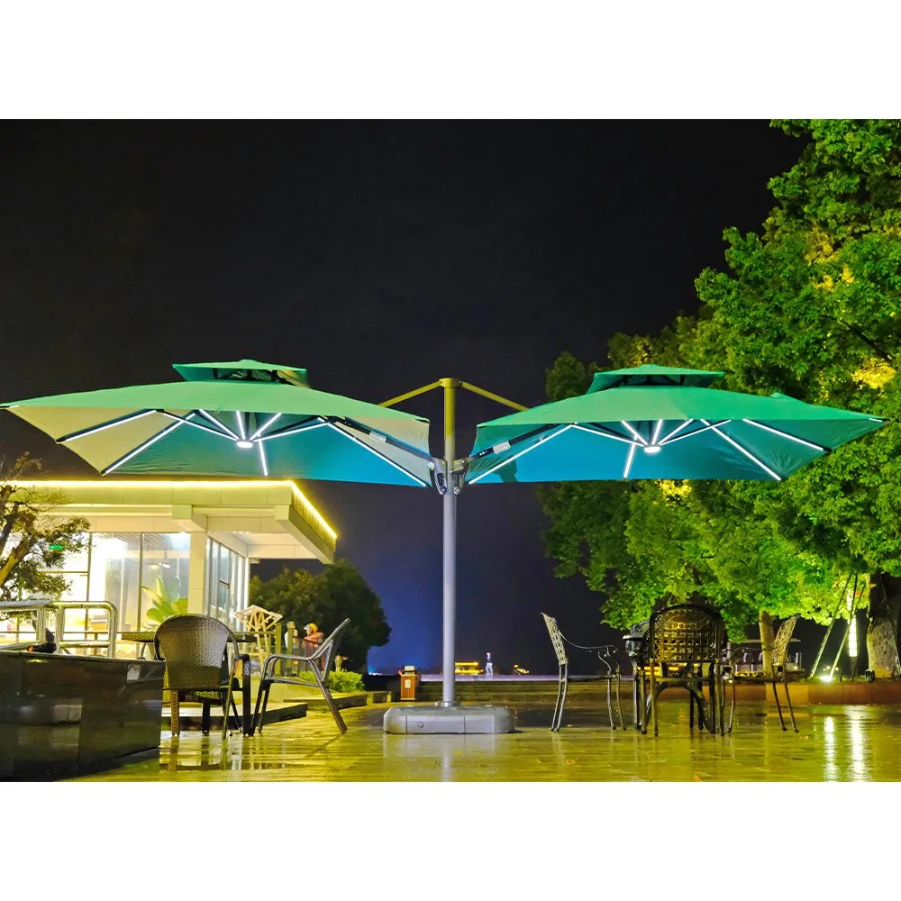 Foshan Factory Price Cantilever Double Head Parasols Custom Garden Sun Large Patio Beach Outdoor Umbrella