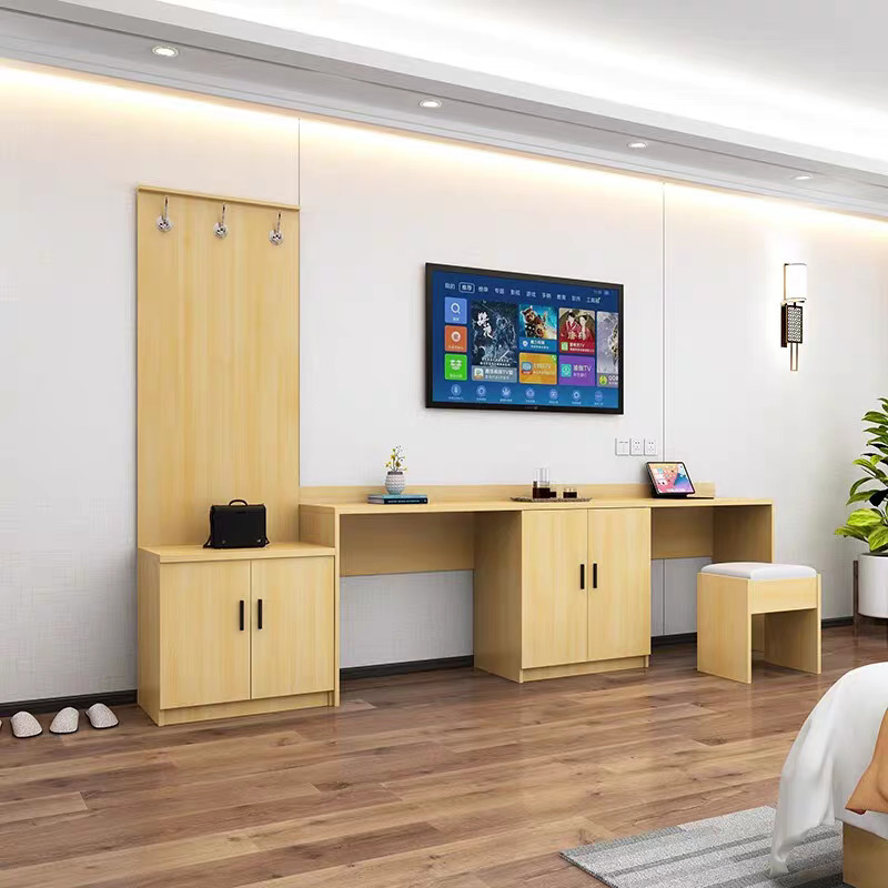 Nordic Style Customized Modern Design 3-4 Star Hotel Furniture Guest Room Bedroom Wardrobe TV Table Set Furniture Sets