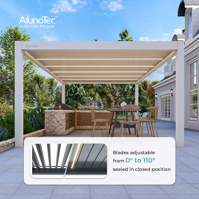 AlunoTec 4X4 4X6 4X8 Wholesale Sunshade Pavilion DIY Patio Garden Aluminum Outdoor Louvered Gazebo Waterproof Bioclimatic Pergola