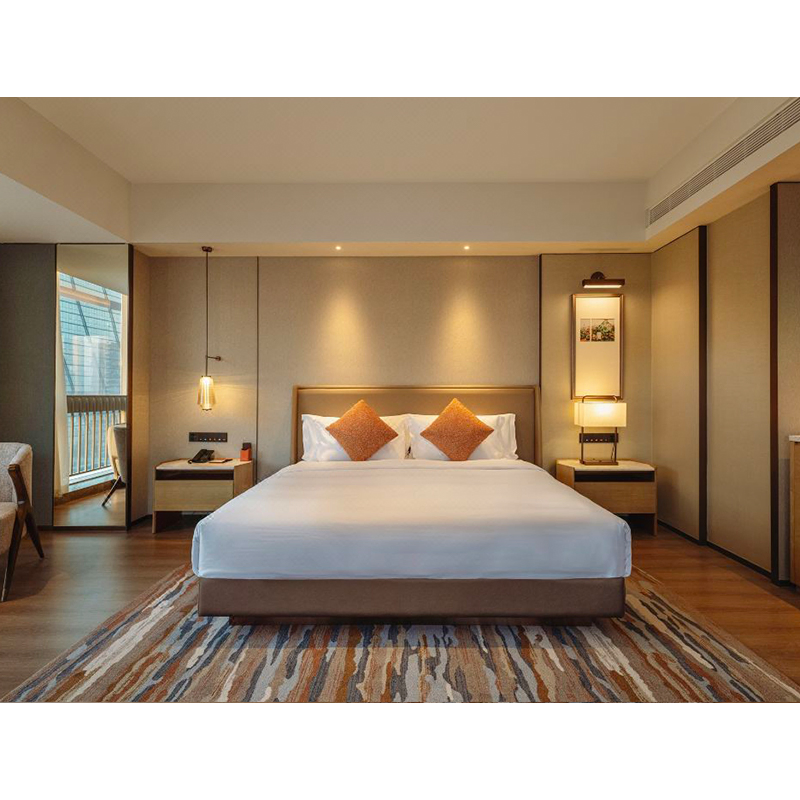 Hotel Apartment Room Furniture Wooden Platform Bed Classic Design Apartments Guest Rooms