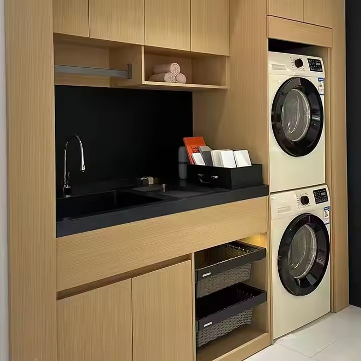Modern Storage Cabinets Design Custom Made Home Hotel Bathroom Laundry Room Small Sub Sink Cabinet with Washing Machine