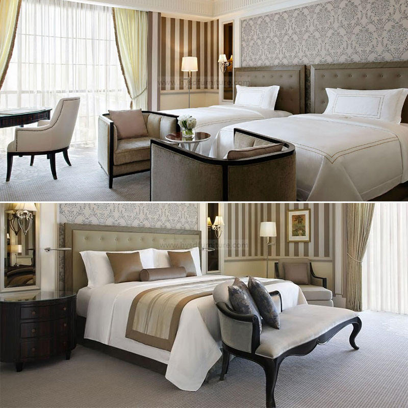 Professional Manufacturer King Size Hotel Wood Bed Standard Guest Room Furniture Hotel Suite