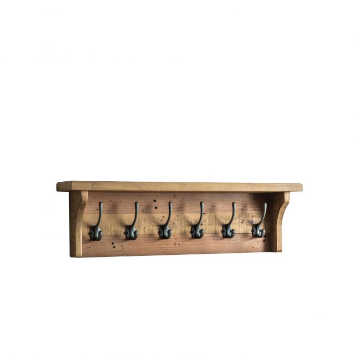 The Pine Wooden Hallway Coat Rack Furniture with Metal Stainless Steel Rail Hooks Hanger in High Quality