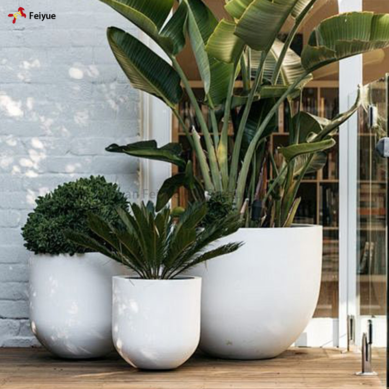 Balcony Outdoor Plastic Nursery Flower Pot Large Plant Fiberglass Garden Pots Planter
