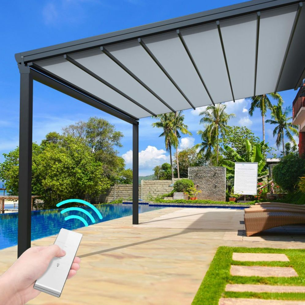 Garden Electric Patio Awning Roller Motorized Outdoor Premium Weatherproof Retractable Roof Awning