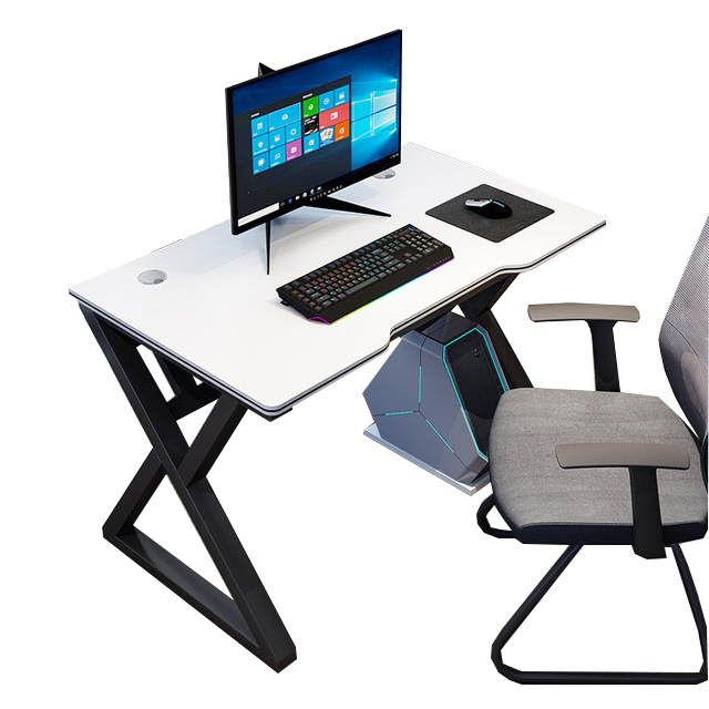 Modern Wooden K Shaped Computer Gaming Table White Office Desks for Home