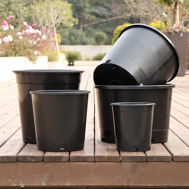 Durable 1 to 25 Gallon Black Plastic Planter Plant Flower Seedling Nursery Pots