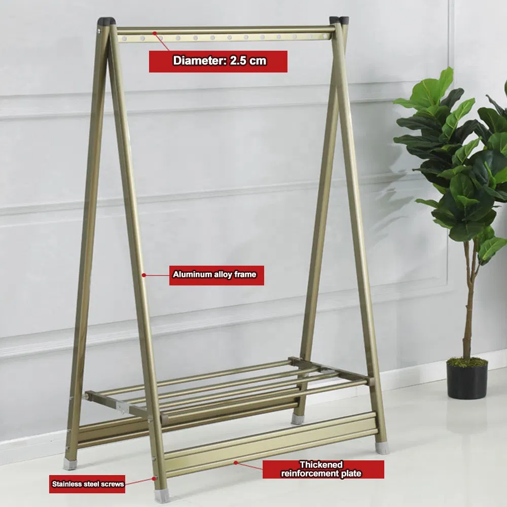 Clothes Rack Portable Extra Large Garment Rack 2-Tire Storage Box Shelves for Entryway and Bed Room Patented Design