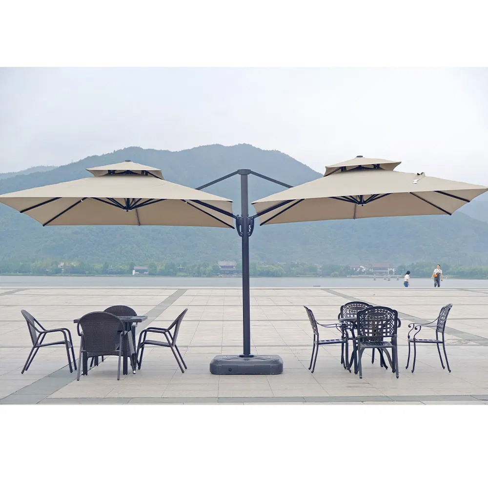 Foshan Factory Price Cantilever Double Head Parasols Custom Garden Sun Large Patio Beach Outdoor Umbrella