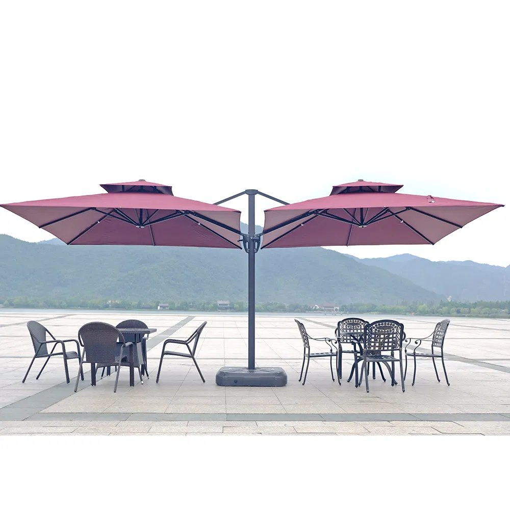 Foshan Factory Price Cantilever Double Head Parasols Custom Garden Sun Large Patio Beach Outdoor Umbrella