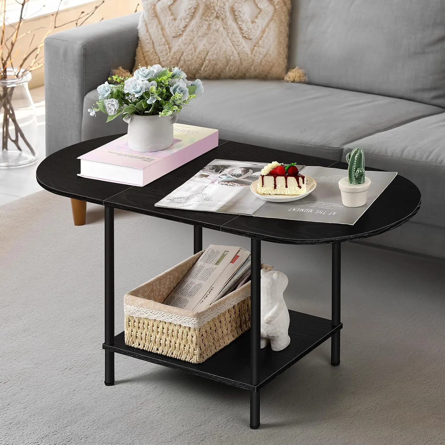 Versatile Oval Nesting Table for Creating a Cozy and Well-Organized Reading Nook in Your Home