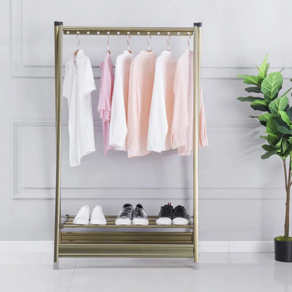 Clothes Rack Portable Extra Large Garment Rack 2-Tire Storage Box Shelves for Entryway and Bed Room Patented Design