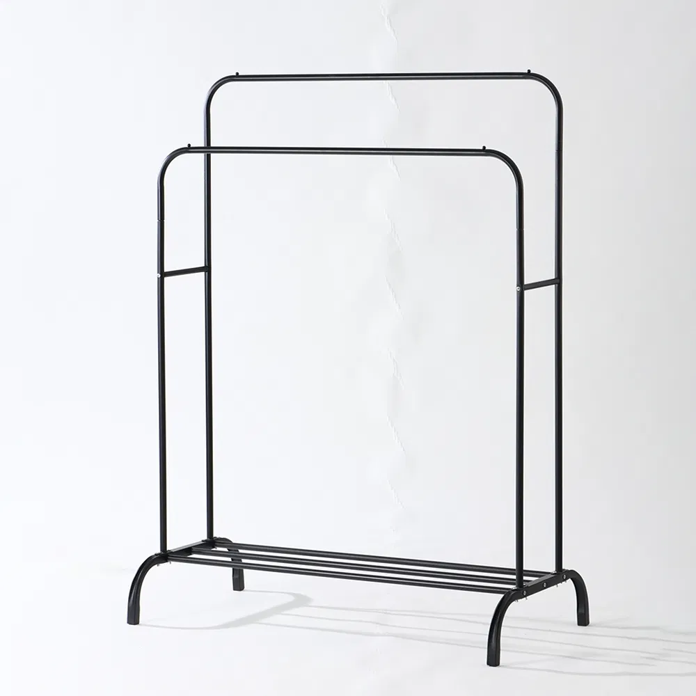 Durable Double Rod Garment Rack Collapsible Metal Clothes Rack Adjustable Hanging Rack