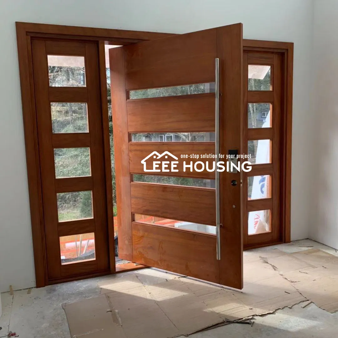 China Factory Direct Supply Exterior Main Entry Door Glass Pivot Solid Wood Doors for Residential Entryway