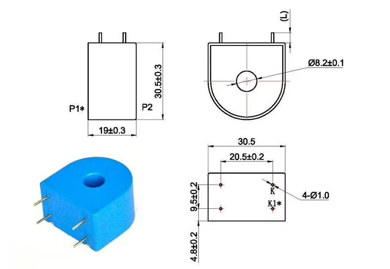 Precision Miniature Current Transformer Drawing