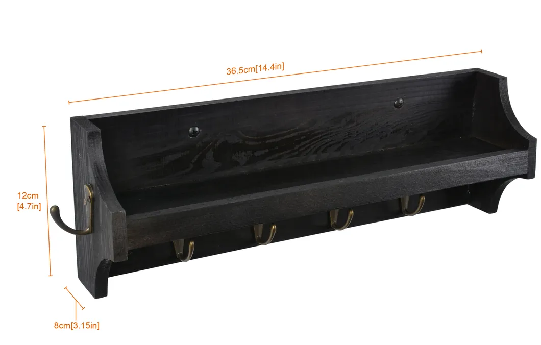 Black Wood Wall Mounted Entryway