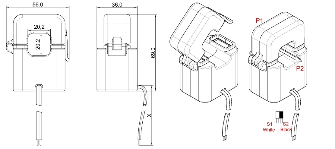 UL2808 Xoba Xh-Sct-T20 Clamp on CT Sensor Split Core Current Transformer
