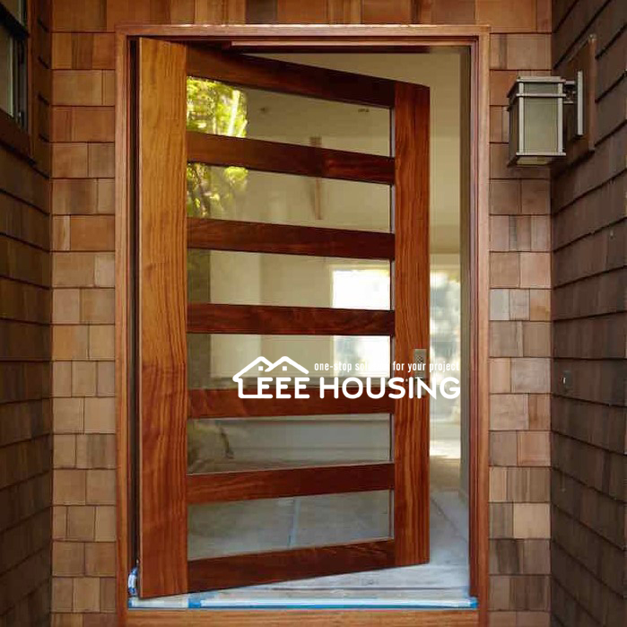 China Factory Direct Supply Exterior Main Entry Door Glass Pivot Solid Wood Doors for Residential Entryway