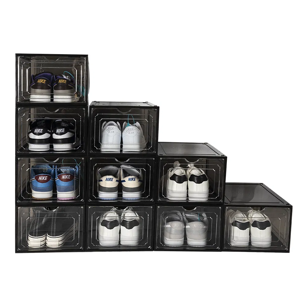 Stackable Clear Plastic Shoe Storage Box for Entryway