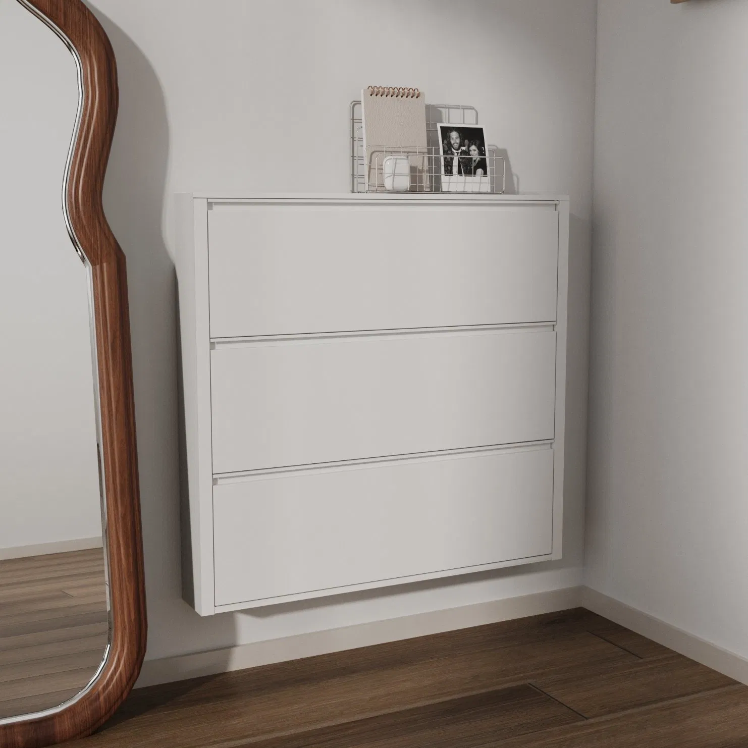 Modern Design Home Use Wall Mounted Entryway Rack Metal Shoe Cabinet