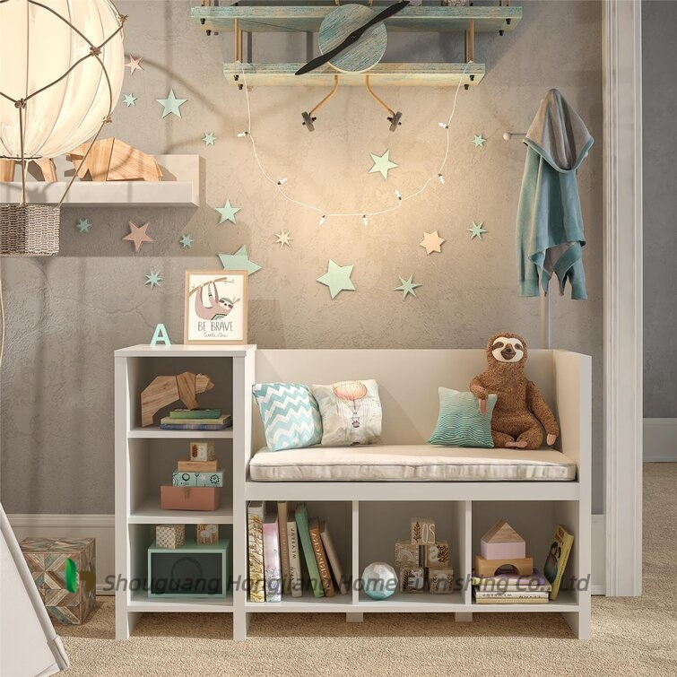 Kids Bookshelf with Cushion Reading Nook Bookshelf
