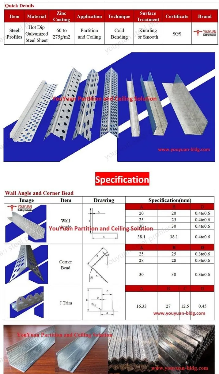 Galvanized Steel Ceiling Angle Wall Corner