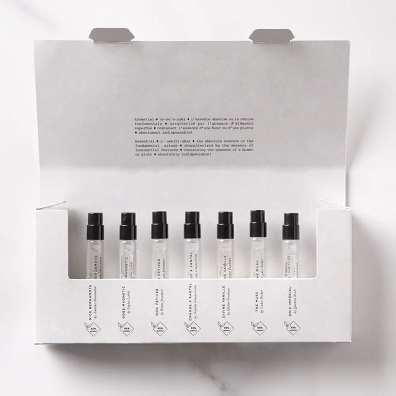 Custom Luxury Perfume Sample Box for Men and Women Recycled Materials with Embossing Printing Cosmetics Bottle Packaging Gift
