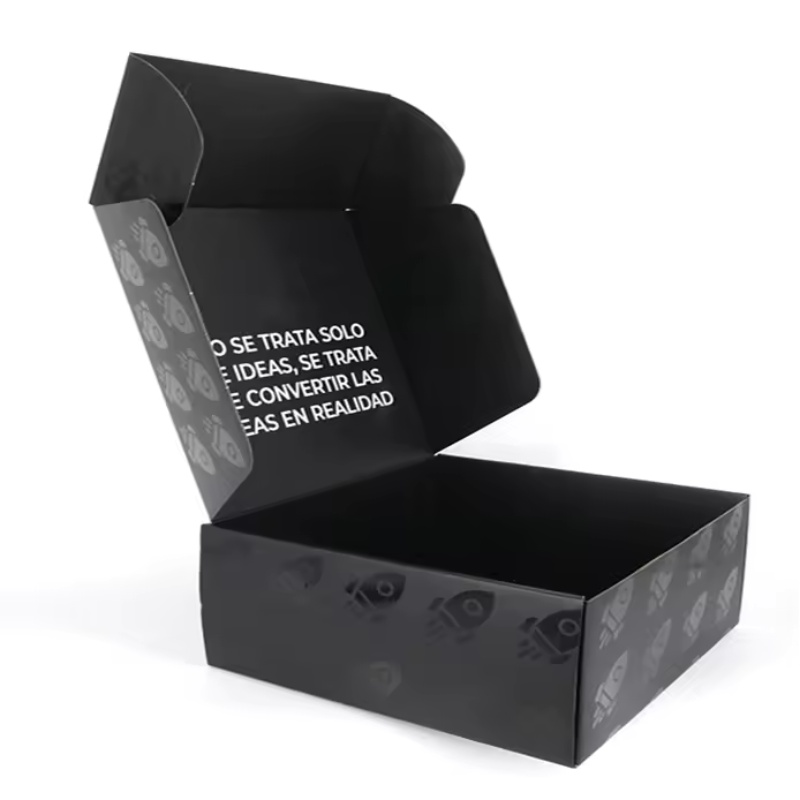 Wholesale Customized fancy-designed black mailer box – luxury corrugated cardboard packaging for clothing shipping, with logo Manufacturers, Factory