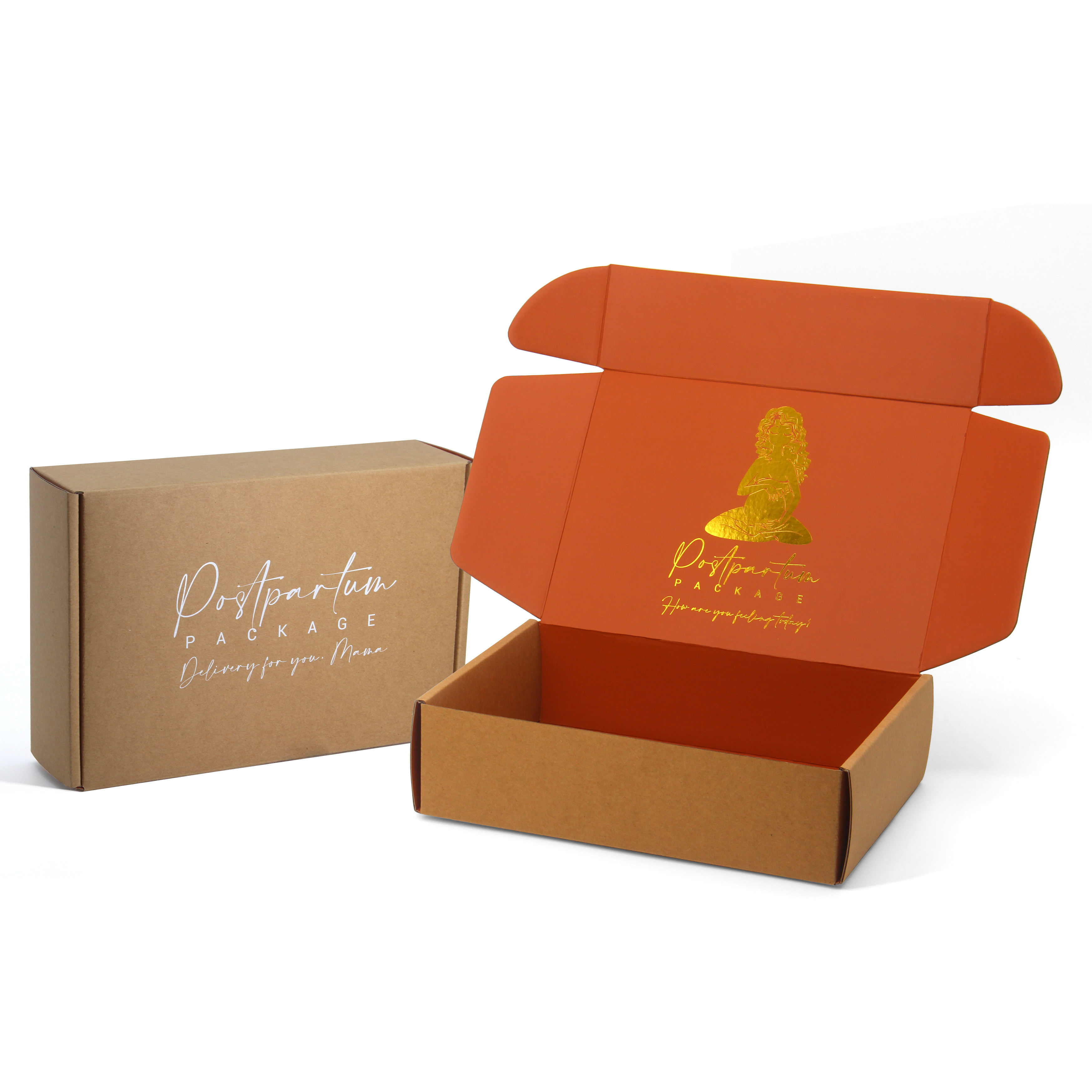 Custom Recyclable Corrugated Cardboard Kraft Paper Packaging Mailer Shipping Paper Boxes Tear Strip Printing Eco-Friendly