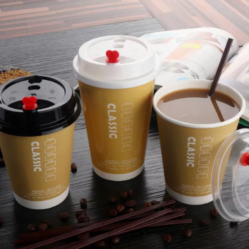 Custom Logo Paper-Based Microwave-Safe Custom-Printed Paper Drinking Cup for Hot Coffee