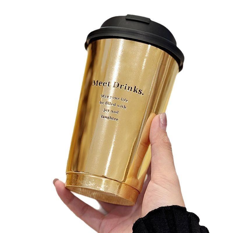 Custom Popular Gold Cardboard Paper Cups Double Wall Design with Gold Stamping for Hot Drinks and Coffee
