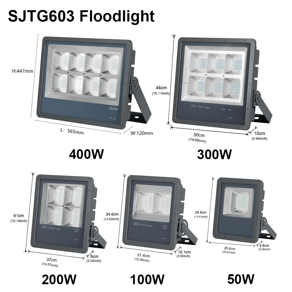 100W 200W 300W 400W IP65 Outdoor Aluminum AC High Bright Reflector Luminous High Power Stadium Flood Light for Football Baseball