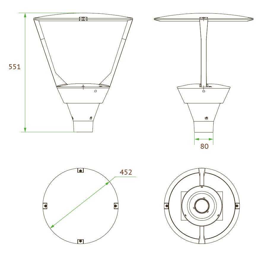 5-Year Warranty Aluminium 100W 120W Pole LED Garden Landscape Outdoor LED Park LED Post Top Light