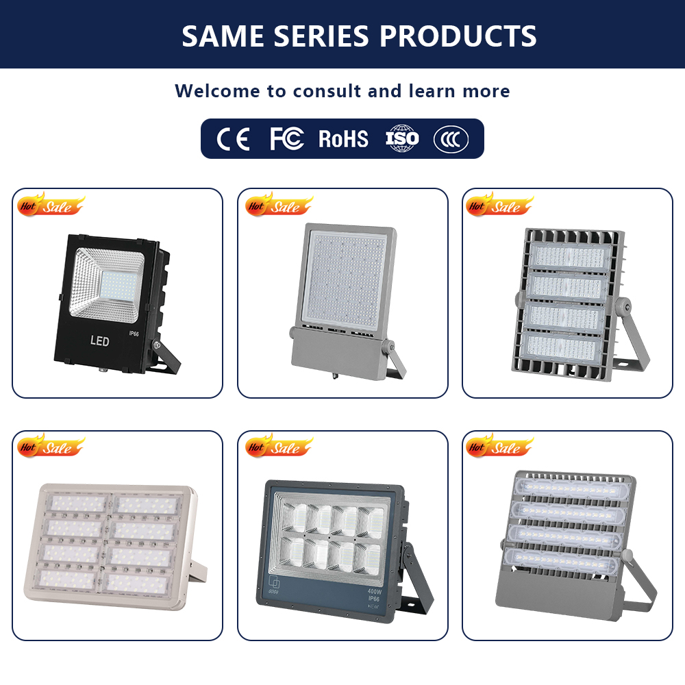 100W 200W 300W 400W IP65 Outdoor Aluminum AC High Bright Reflector Luminous High Power Stadium Flood Light for Football Baseball