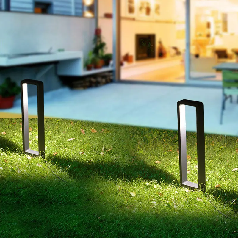 IP65 Waterproof AC Powered Led Garden Lawn Lamp Modern Aluminum Pillar Outdoor Courtyard Landscape Bollards Light