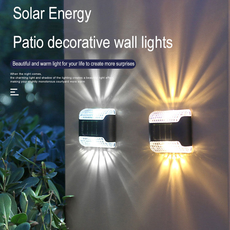 Outdoor Solar LED Step Light up Down Wall Lamp Waterproof for Yard Garden Lawn Patio Pathway Decoration