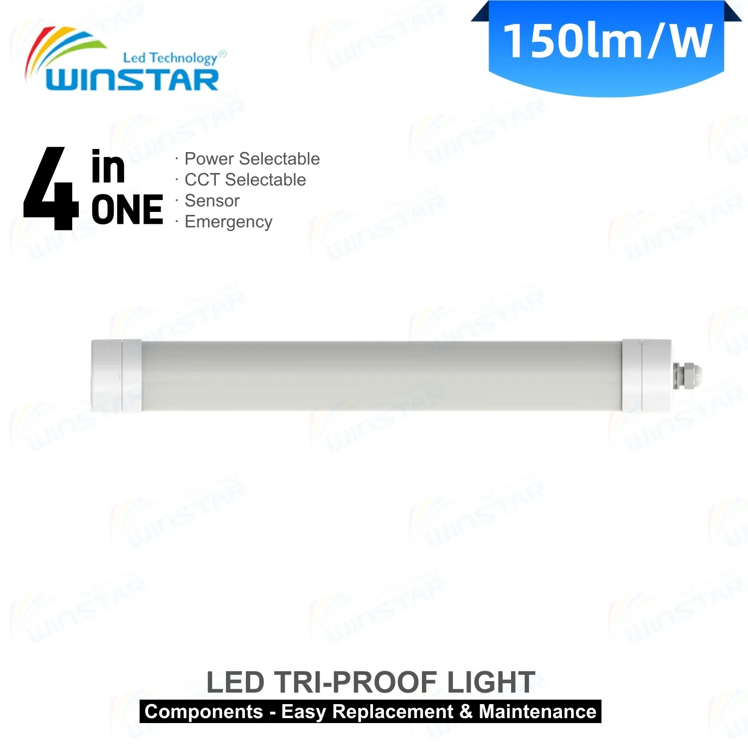 Winstar Bus Station LED Tri-Proof Light Anti-Vandal Ik10 for Public Transport Terminal Passenger Waiting Area 150lm/W