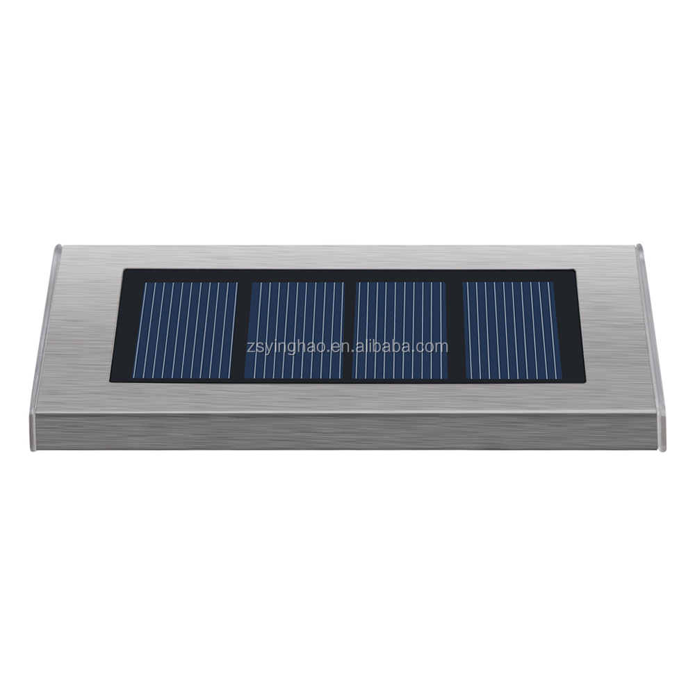 Fashion Stainless Steel Solar LED Pathway Step Lights IP65 Wall Lights Mounted for Stairs Solar Panel and Battery Power Supply