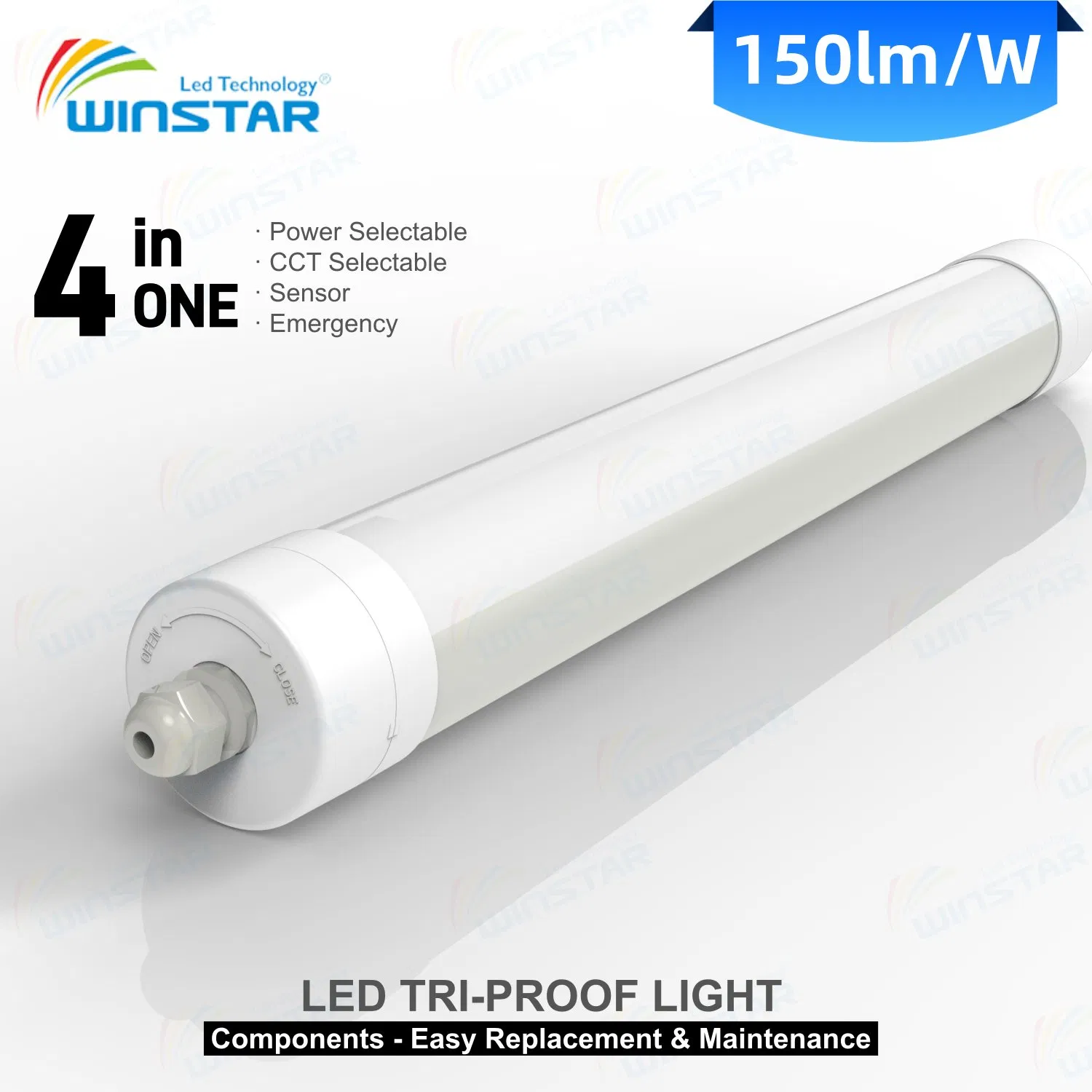 Winstar Bus Station LED Tri-Proof Light Anti-Vandal Ik10 for Public Transport Terminal Passenger Waiting Area 150lm/W