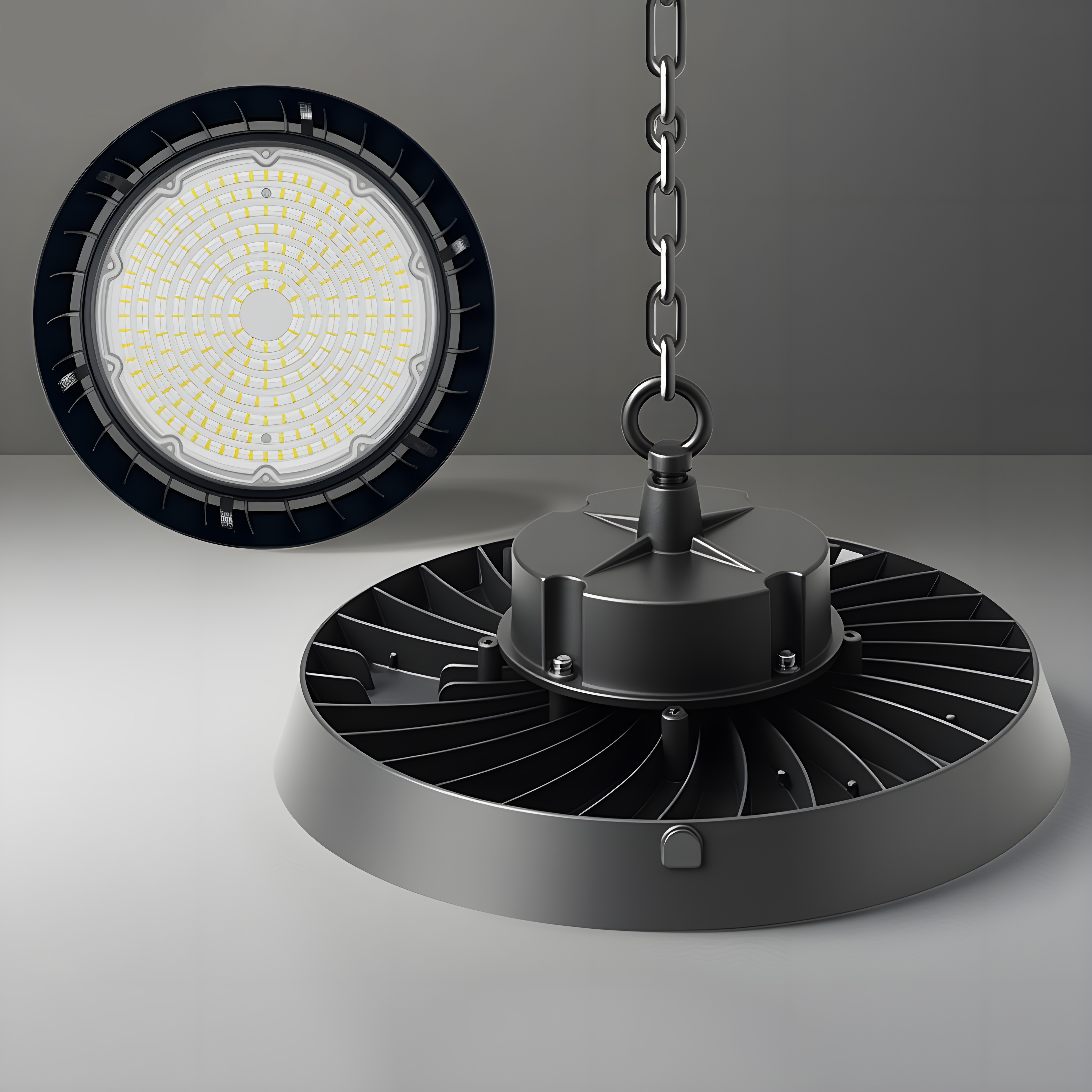 Ultra Bright LED UFO High Bay Fixture for Large Area Lighting, Commercial Ceiling Light for Logistics Centers &amp; Sports Halls