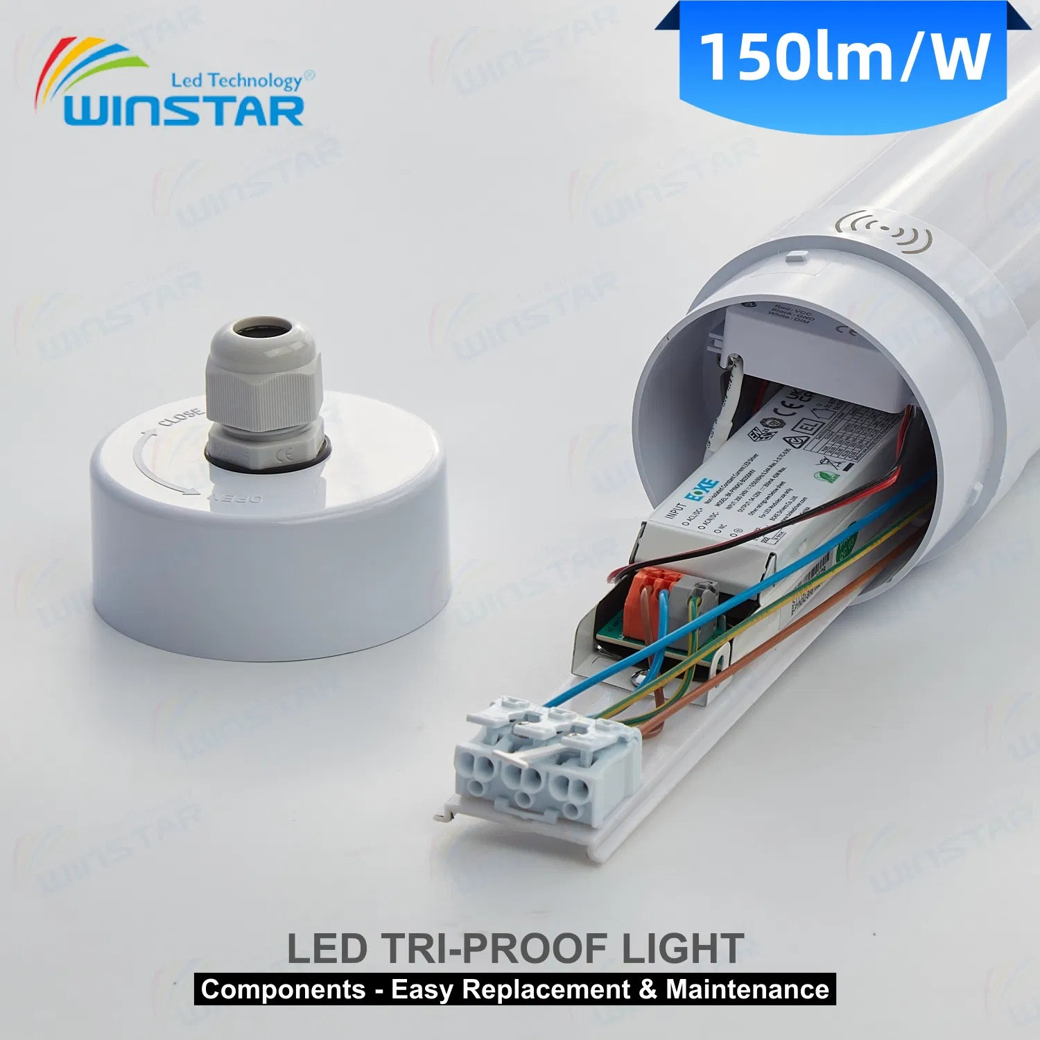 Winstar Bus Station LED Tri-Proof Light Anti-Vandal Ik10 for Public Transport Terminal Passenger Waiting Area 150lm/W