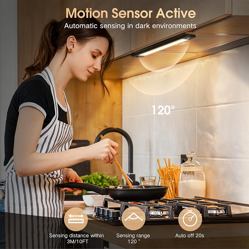 Motion Sensor LED Step Lights, Battery Operated Wall Lights for Stairs, 150LM 1.5W, 1800mAh, Silver/Black/Champagne