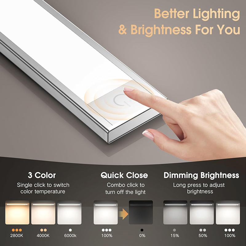 Motion Sensor LED Step Lights, Battery Operated Wall Lights for Stairs, 150LM 1.5W, 1800mAh, Silver/Black/Champagne